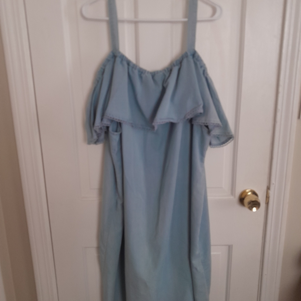 Elegant Sky Blue Ruffle Maxi Dress